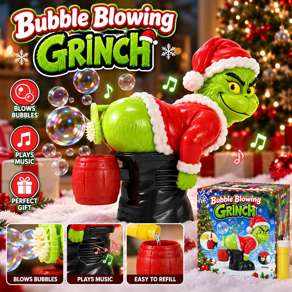 Funny Grinch – Christmas Bubble Toy